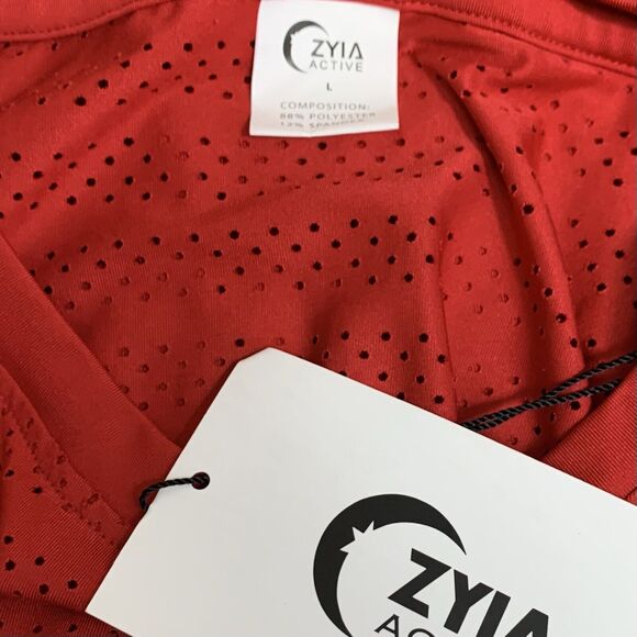 Ziya Athletic Top Shirt Women's Large Red Eyelet Mesh Workout Athleisure Gym Tee - Picture 6 of 9